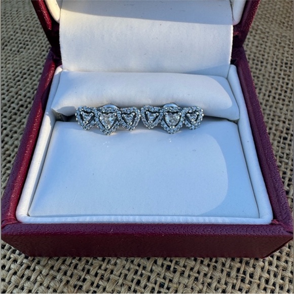 Halo Heart Trilogy Stud Elegant Sterling Silver Heart Earrings - Picture 6 of 8